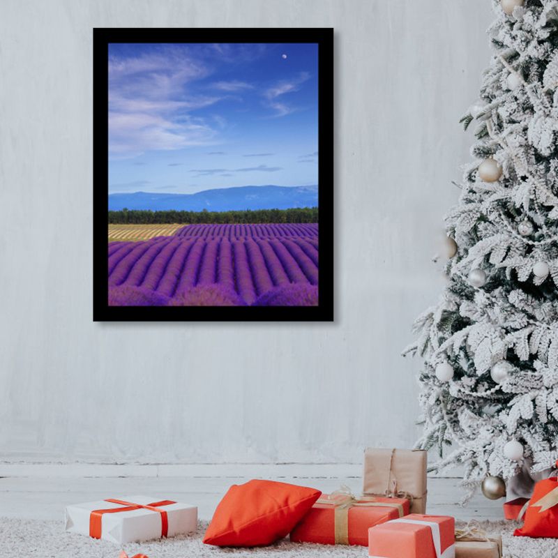 Toile murale imprimée de paysage de champ de lavande, décoration murale de couleur foncée pour chambre