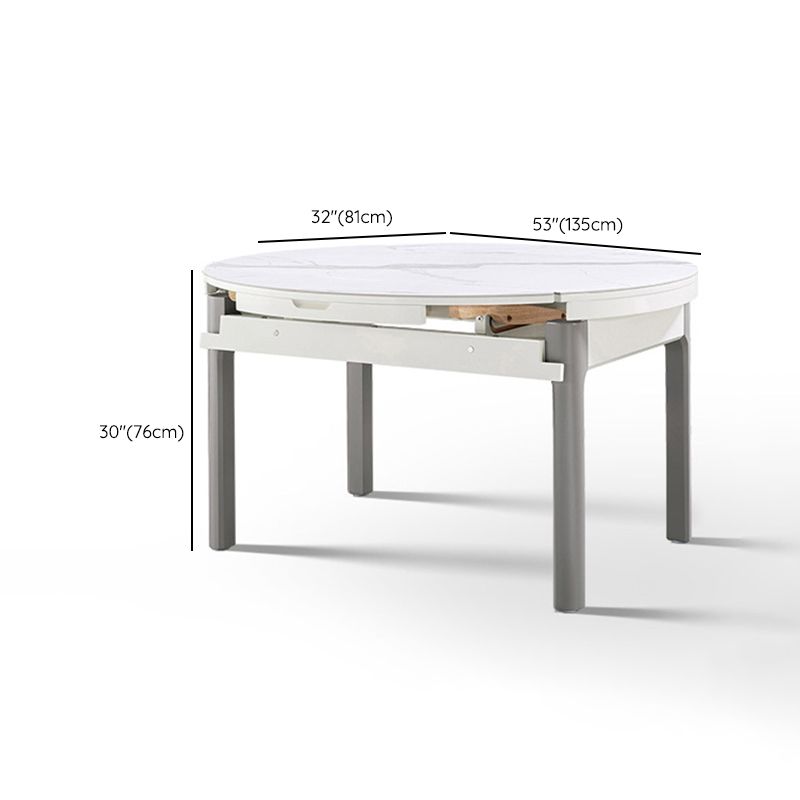 Contemporary Dining Table for Home White Dinette Table with Wooden Frame