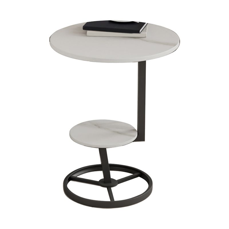 Modern Abstract Corner Table Round Slate Side End Table for Living Room