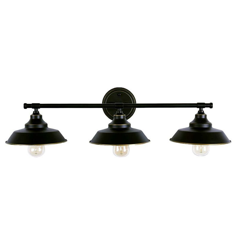 3 Lights Barn Wall Mounted Lamp Country Style Black Iron Wall Light Fixture with Linear Arm