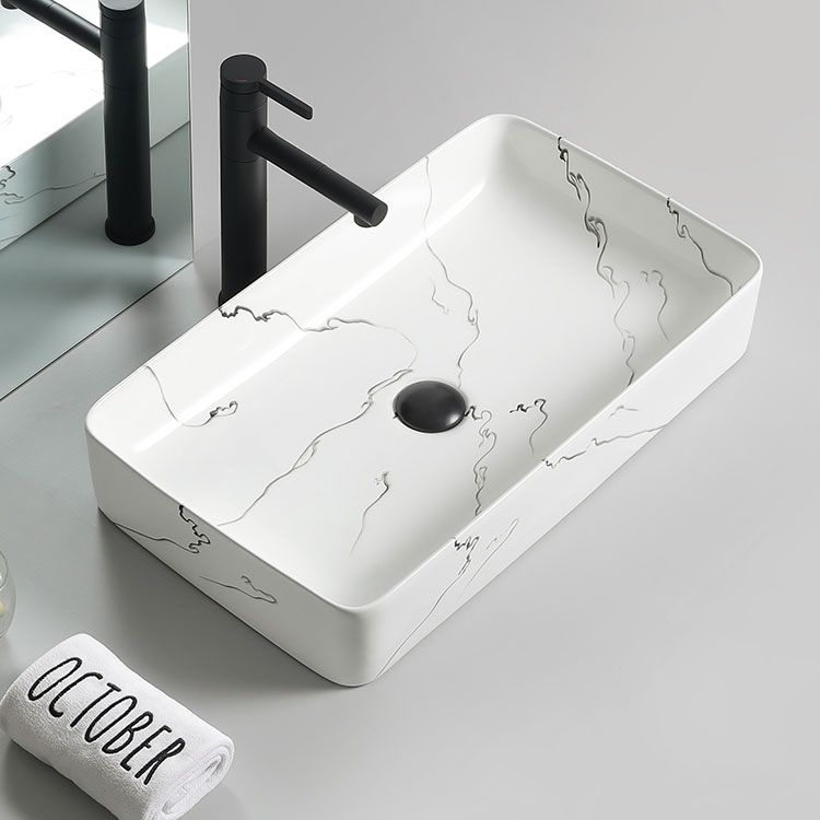Modern Porcelain Trough Sink Oval-shape Trough Bathroom Sink