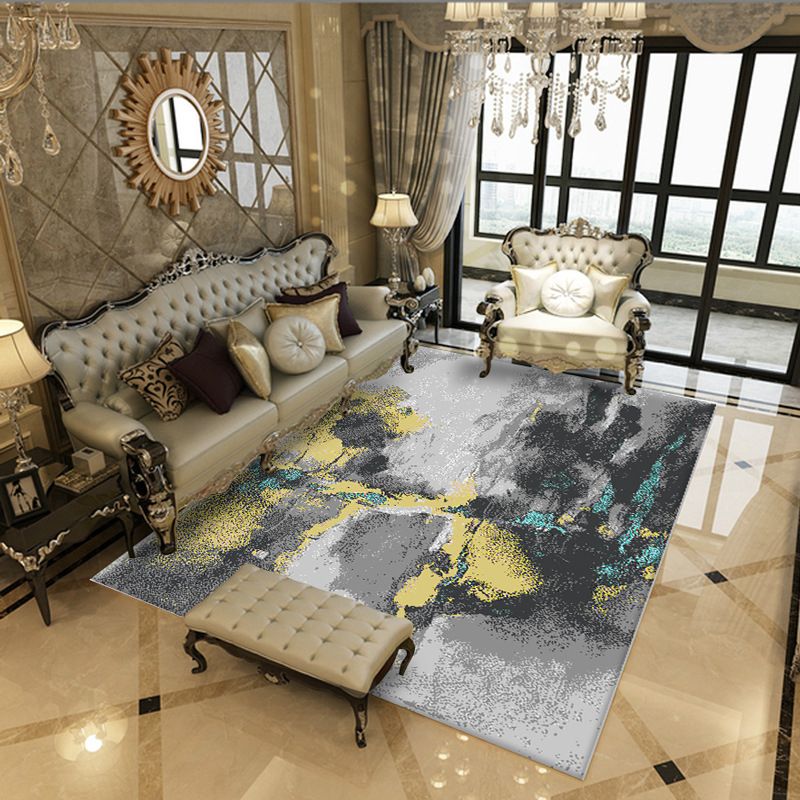 Modern Abstract Watercolor Rug Multi-Color Synthetics Rug Washable Anti-Slip Stain Resistant Area Carpet for Home