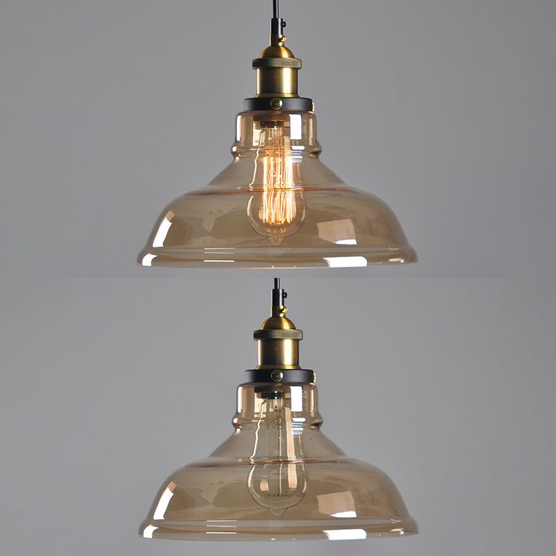 1 Light Glass Hanging Ceiling Light Industrial Pendant Lighting Fixture for Dining Room