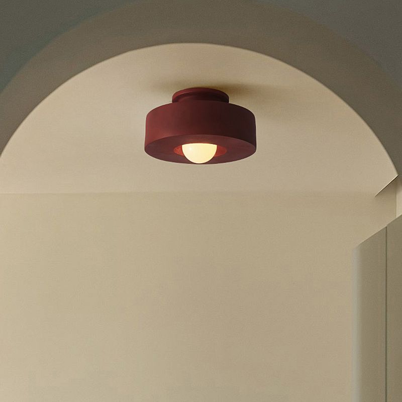 LED Modern Ceiling Flush in Black / Green / Red Drum 1 - Light Ceiling Mount