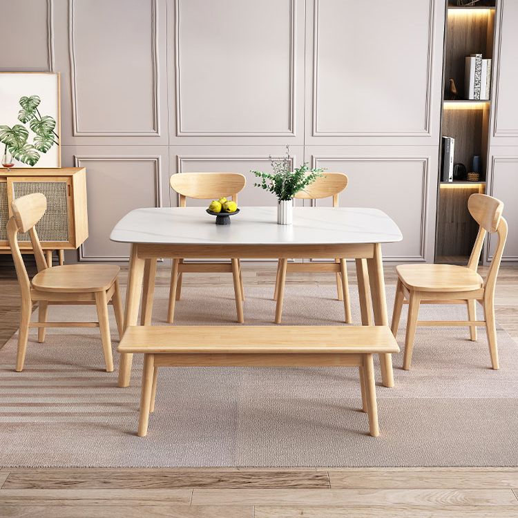 Mesa de comedor tradicional de lujo, mesa de comedor de piedra con base de madera maciza de caucho