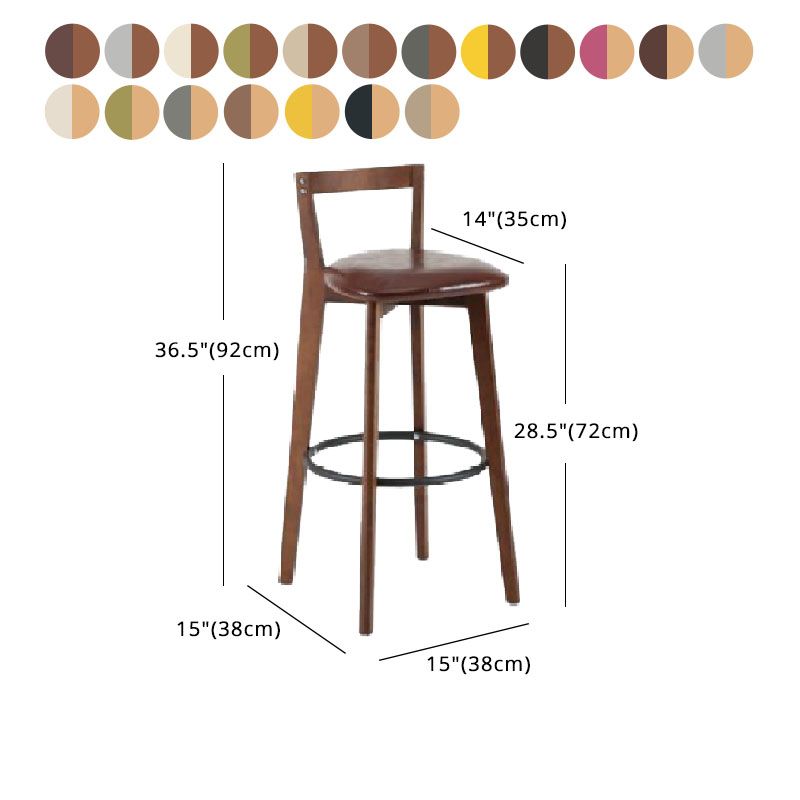Modern Backrest Armless Counter Stool Wood kitchen Bar Stool with Cushion and Pedal