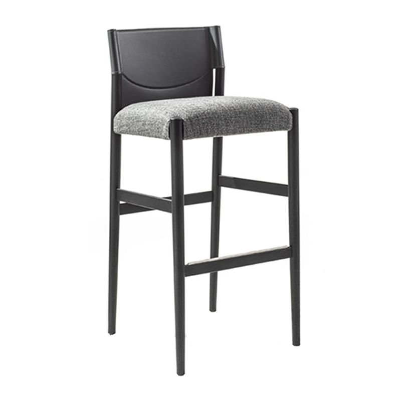 Contemporary 35.4-inch Armless Bar Stool with Solid Wood Base