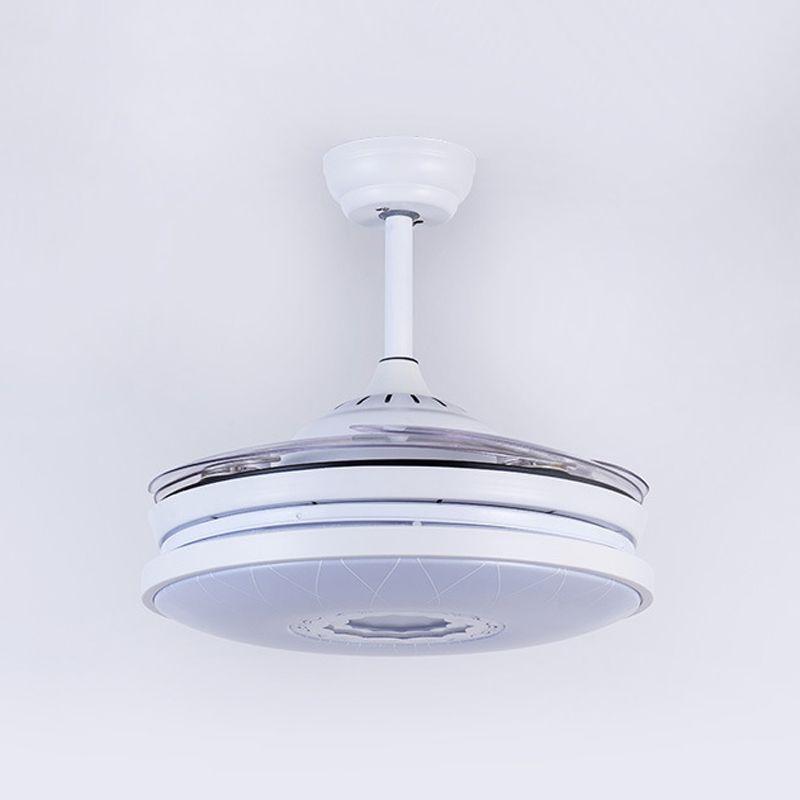 Éclair de ventilateur de plafond en acrylique à LED 36 "LEDTHE MODERNIST MODERNISTRE COURT COURT SEMI FUX LIGHT DIMPRICAL AVEC 4 lames, télécommande / mur / télécommande et Contrôle du mur