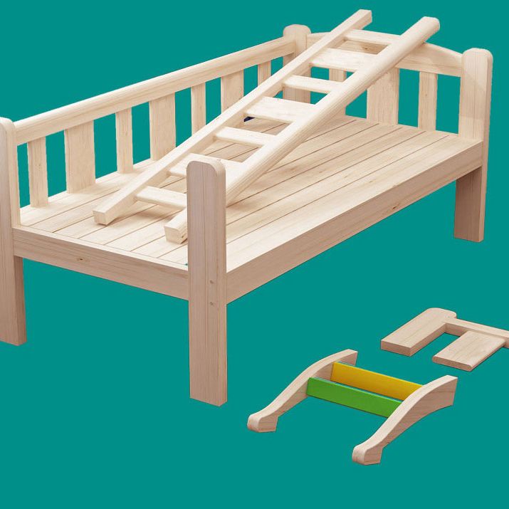 Washed Natural Solid Wood Nursery Bed Contemporary with Guardrail