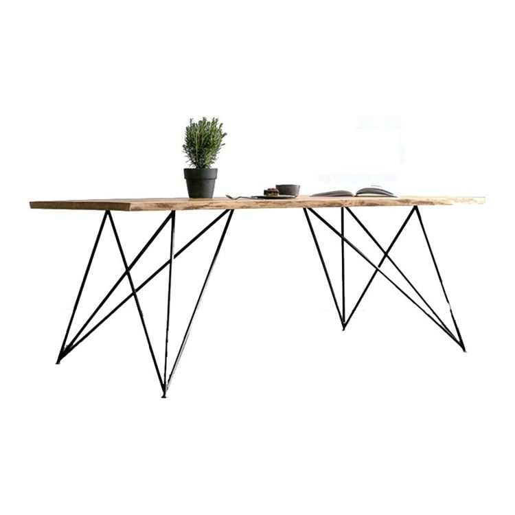 Rectangle Shape Glam Dining Table Solid Wood Fixed Table for Restaurant
