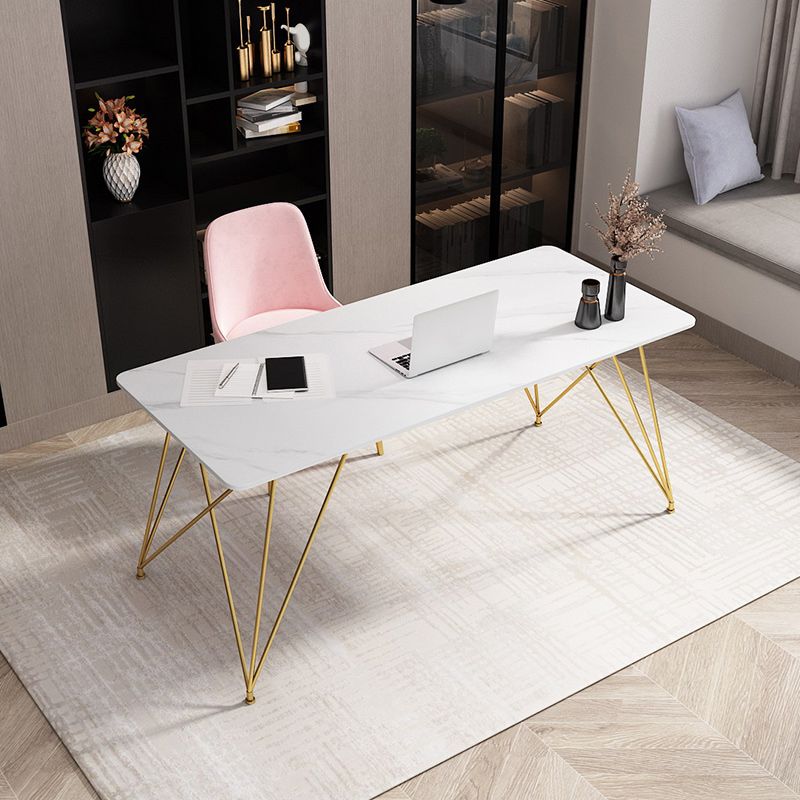 Modern Sintered Stone Working Table Home Office Desk with Metal Legs