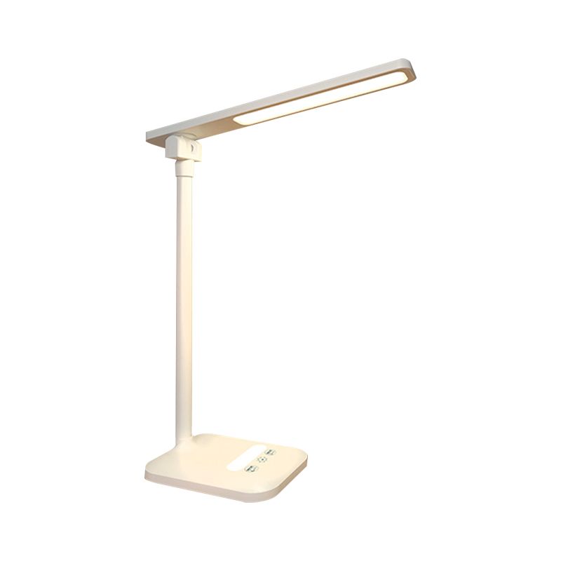 Modern Simple Rectangular Desk Lamp for Reading Plastic LED 5W Bedside Lighting in White, USB/Plug In