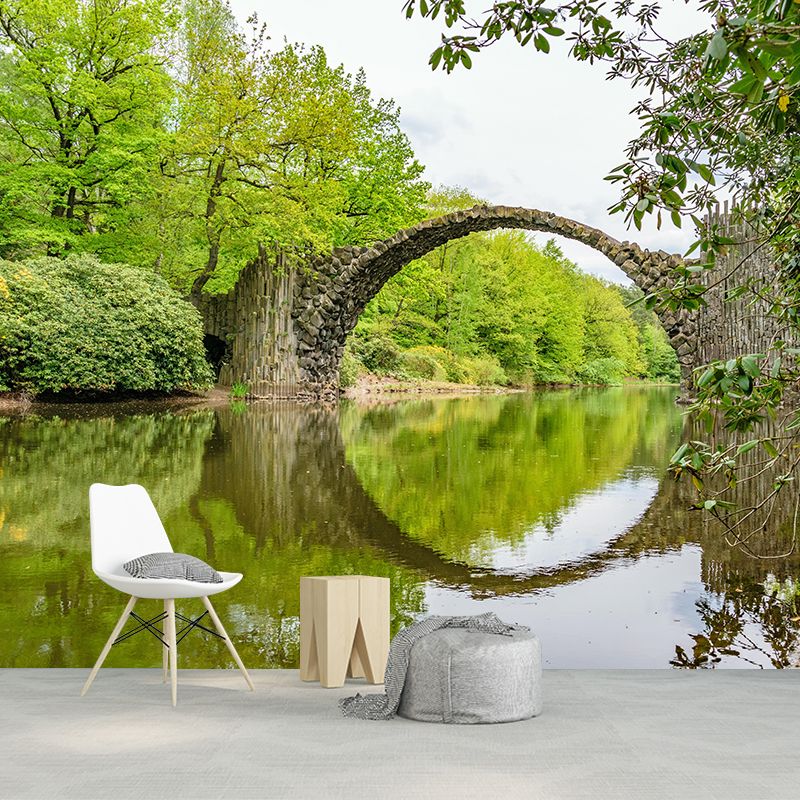 Contemporary Stone Bridge Architecture Mural Wallpaper Stain Resistant for Study Room