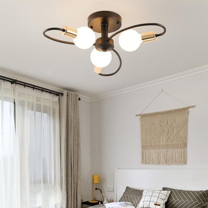 Modern Metal Ceiling Light Golden/Black Flush Mount Lighting for Home