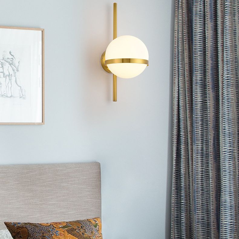 Noordse gecontracteerde postmodern sferisch 1 hoofd glasmateriaal witte wandlamp