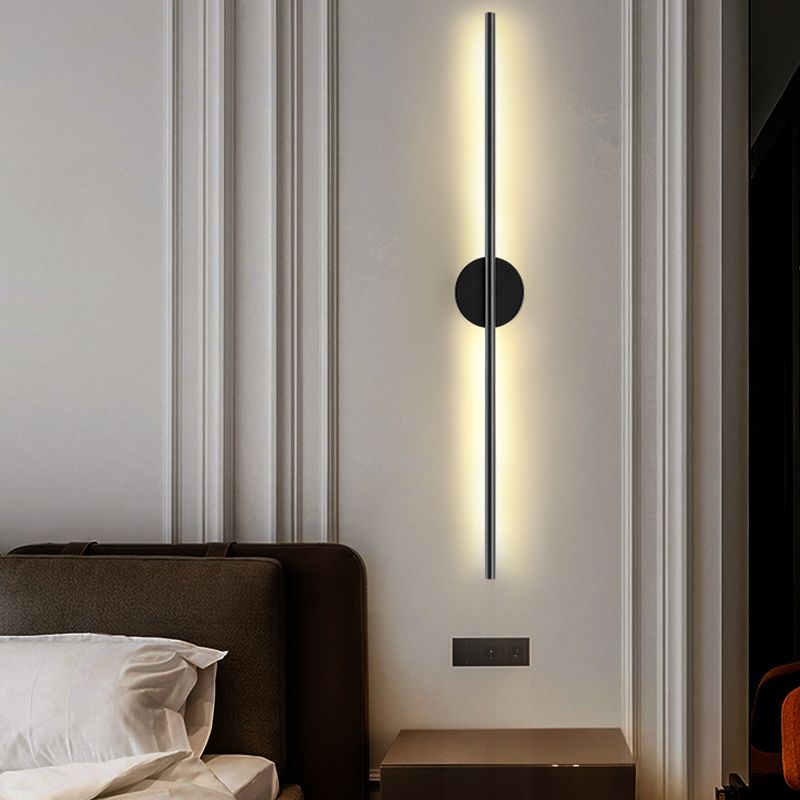 Modern Style Linear Shape Wall Sconce Metal 2 Light Wall Lighting for Living Room