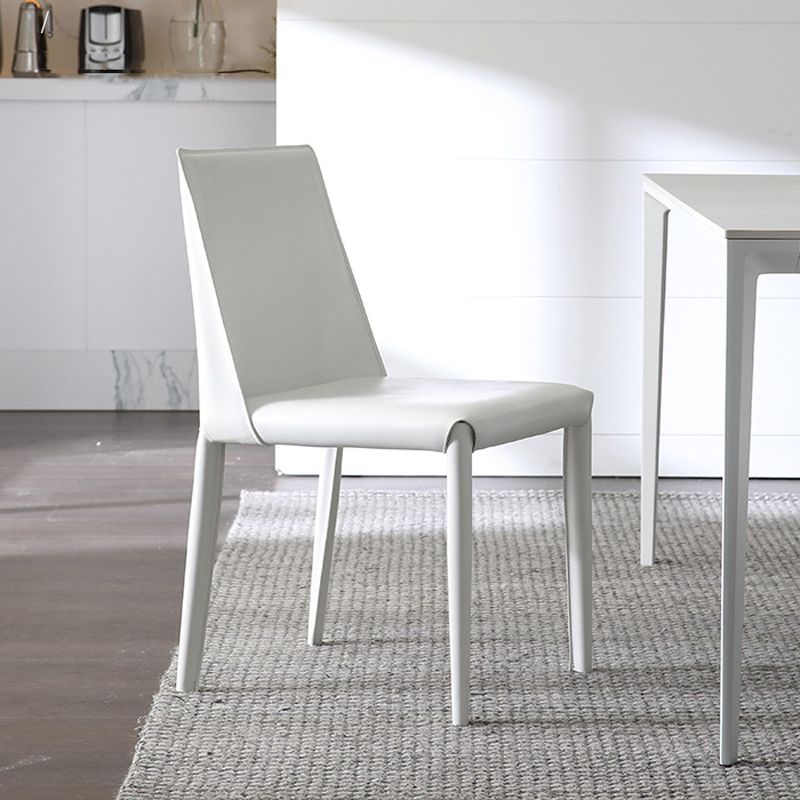 Parsons Armless Dining Chairs Indoor Dining Room Faux Leather Side Chair