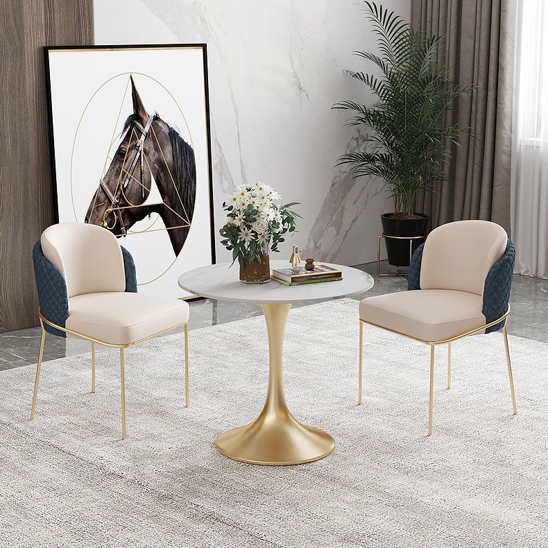 Glam Metal Dining Room Chair Faux Leather Dining Chairs for Home Use