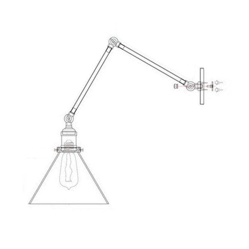 Industrial Glass Shade Sconce Light Fixture Swing Arm Wall Lamp for Bedroom Restaurant