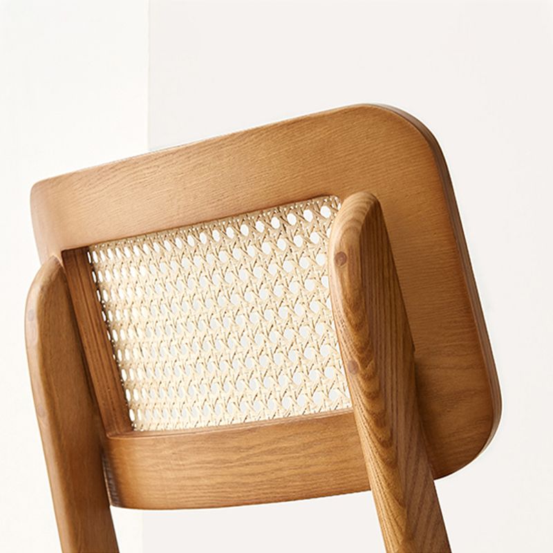 Ash Solid Wood Frame Bar Stool Contemporary Armless Indoor Stool with Rattan Seat