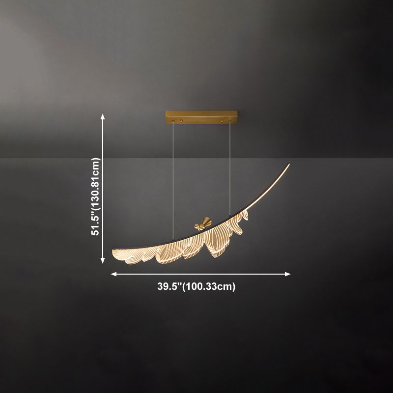 Modern Leaf Island Light 1-Light Restaurant Pendant Lighting Fixtures with Acrylic Shade