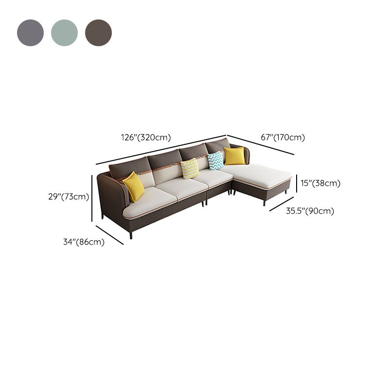 Square Arm Pillow Back Sectional Ottoman Included 4-seat Sectional Sofa