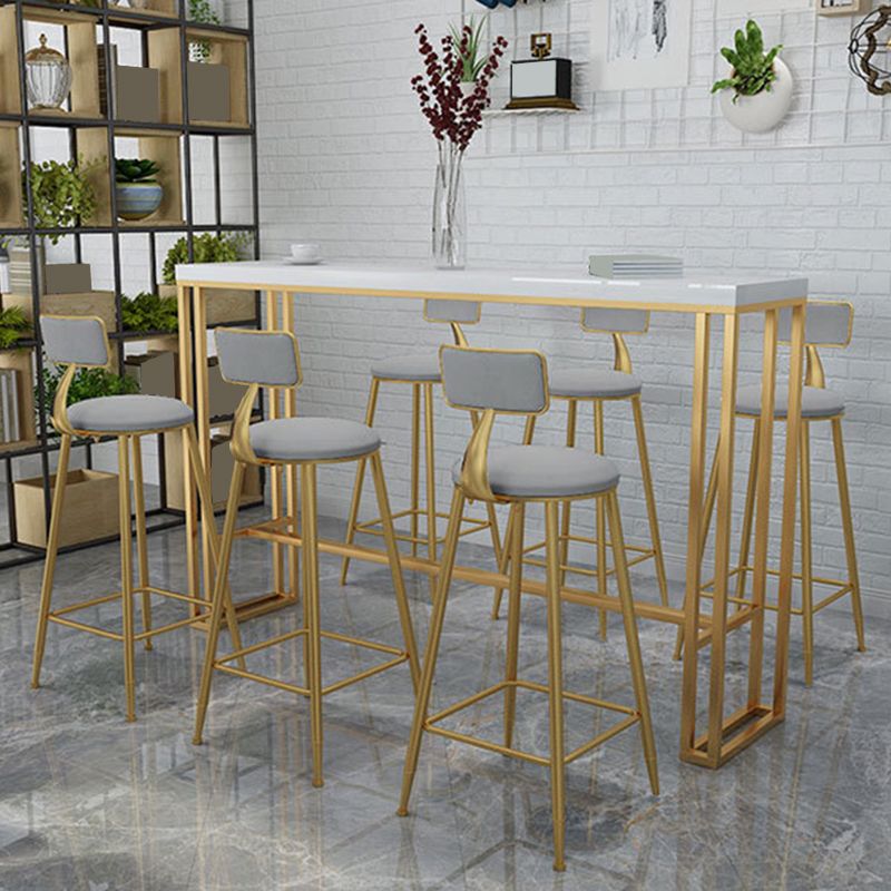 Contemporary Backrest Bar Stools Metal Barstool with Gold Footrest