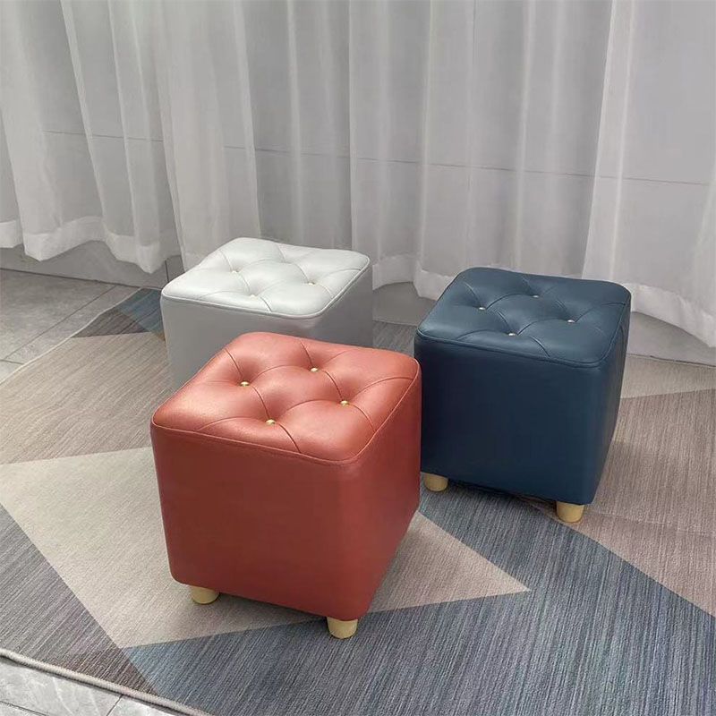 Modern Cotton Pouf Ottoman Plain Square Tufted Water Resistant Chair Pouf