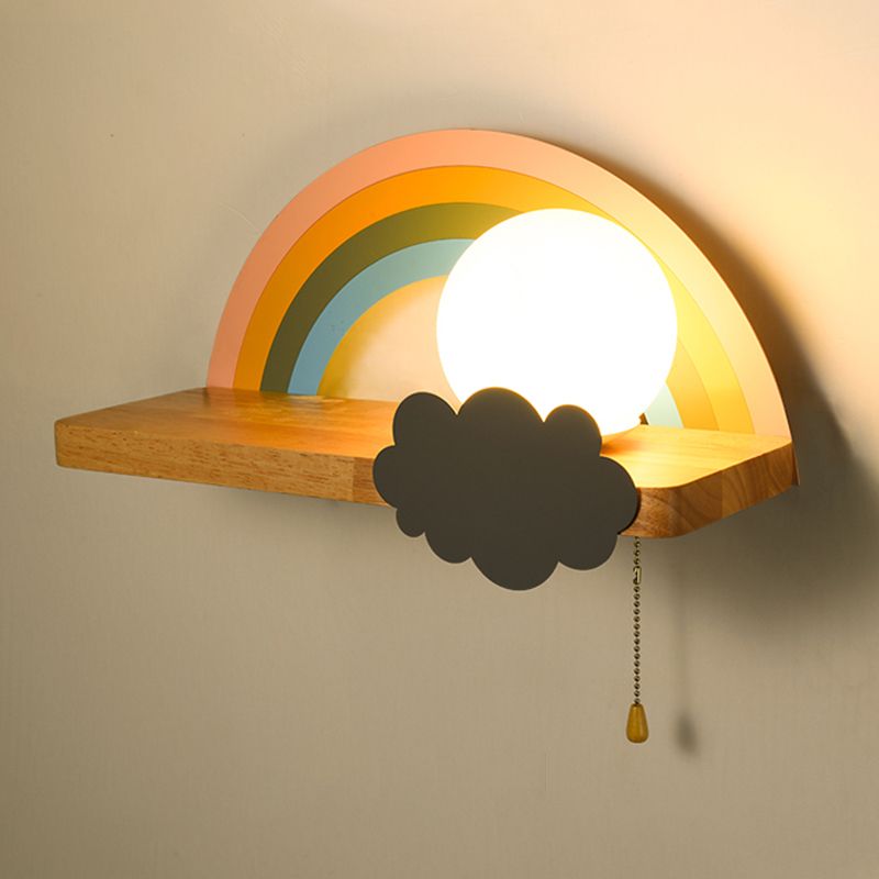 1-Licht-Glaswandbeleuchtung Kinderstil Ballform Wandmontage Leuchte in Weiß