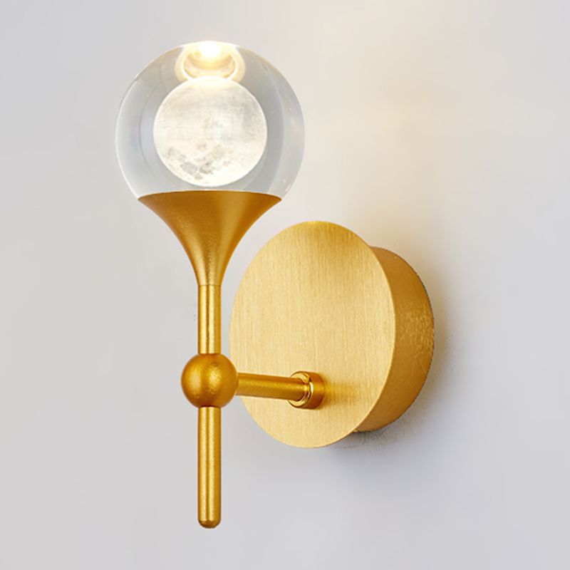 Crystal Ball Wall Mounted Lamp Modern Gold Finish LED Wall Lighting for Aisle