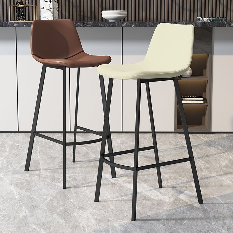 Modern Armless Footrest Bar Stools PU Leather Low Back Barstool