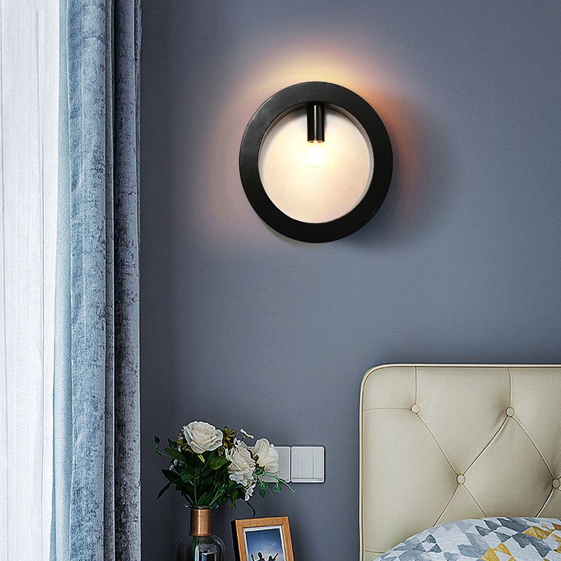 Tombre cuadrado/redondeo Iluminación de pared de baño 1 Lámpara de apliques de pared elegante y elegante en negro/blanco