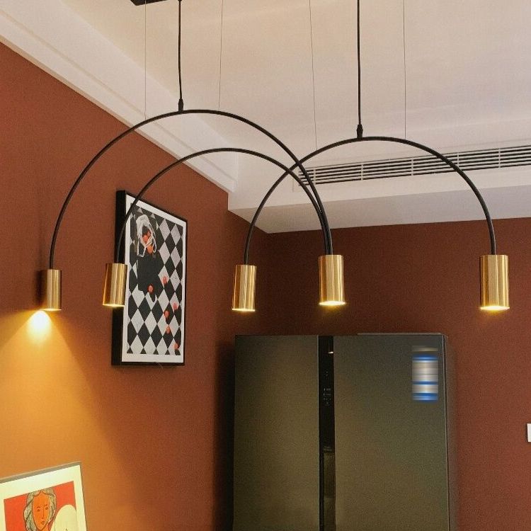 Contemporary Pendant Lights Cylinder Island Lights Metal 5 Light for Kitchen Island