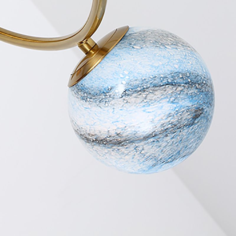 Multi Light Glass Sphere Chandelier Light Gold Pendant Light for Living Room