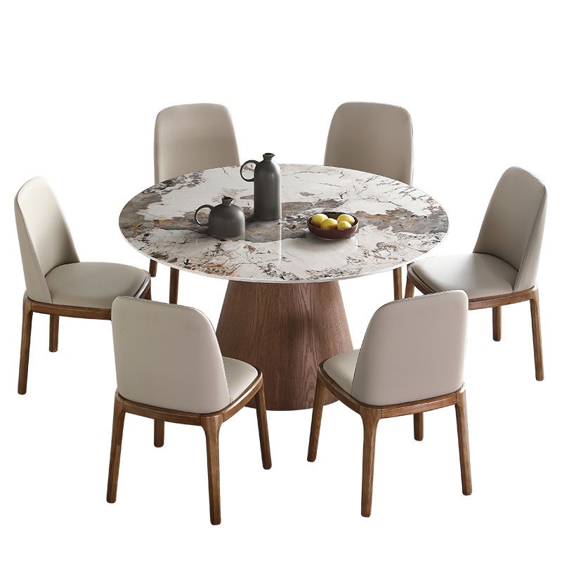 Modern 1/4/5/7 Pieces Dining Sintered Stone Dining Table Set for Kitchen with Wood Legs