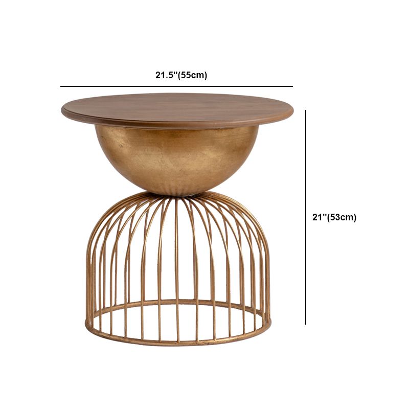 Rustic Iron Pedestal Round Wood Top Coffee Table - Distressed Surface Treatment