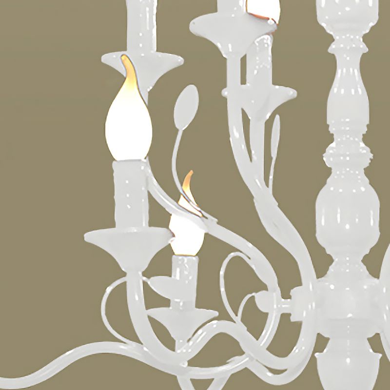 2-Tier Candle Living Room Chandelier Lighting Traditionary Metal 10/12/16 Heads White Hanging Pendant Lamp