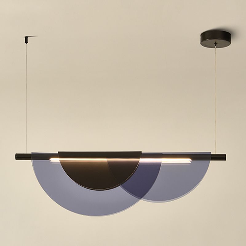 Lámpara de la isla de black metal moderna luz colgante de restaurante de geometría de 1 cabeza con sombra acrílica