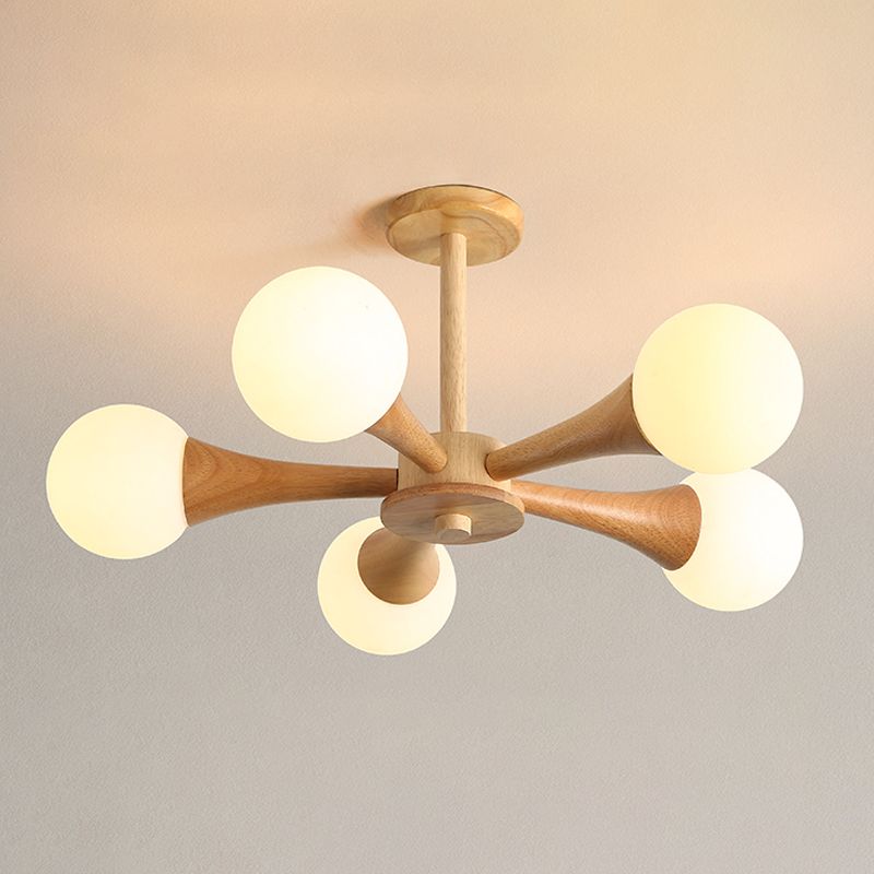 Globe Chandelier Light Fixtures Modern Multi-Head Hanging Pendant Lights with White Glass Shade