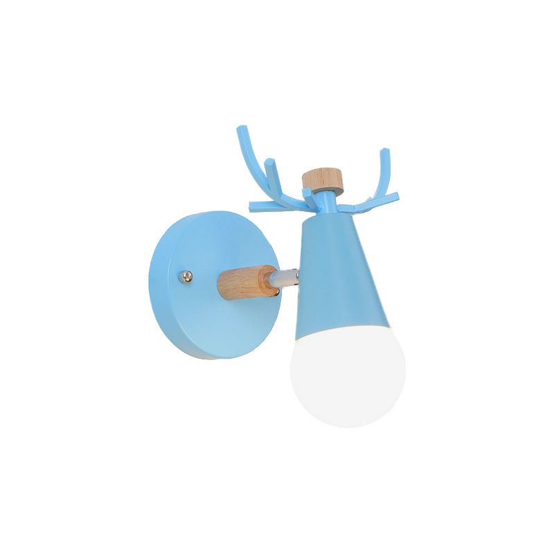 Metal Light a parete cono piccolo con corno di cervo cameretta per bambini ruotabile 1 leggero lampada da parete in stile nordico