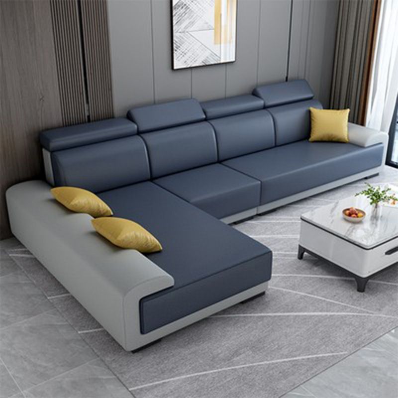 Faux Leather Pillow Top Arm Sectionals with Wear-Resistant for Living Room