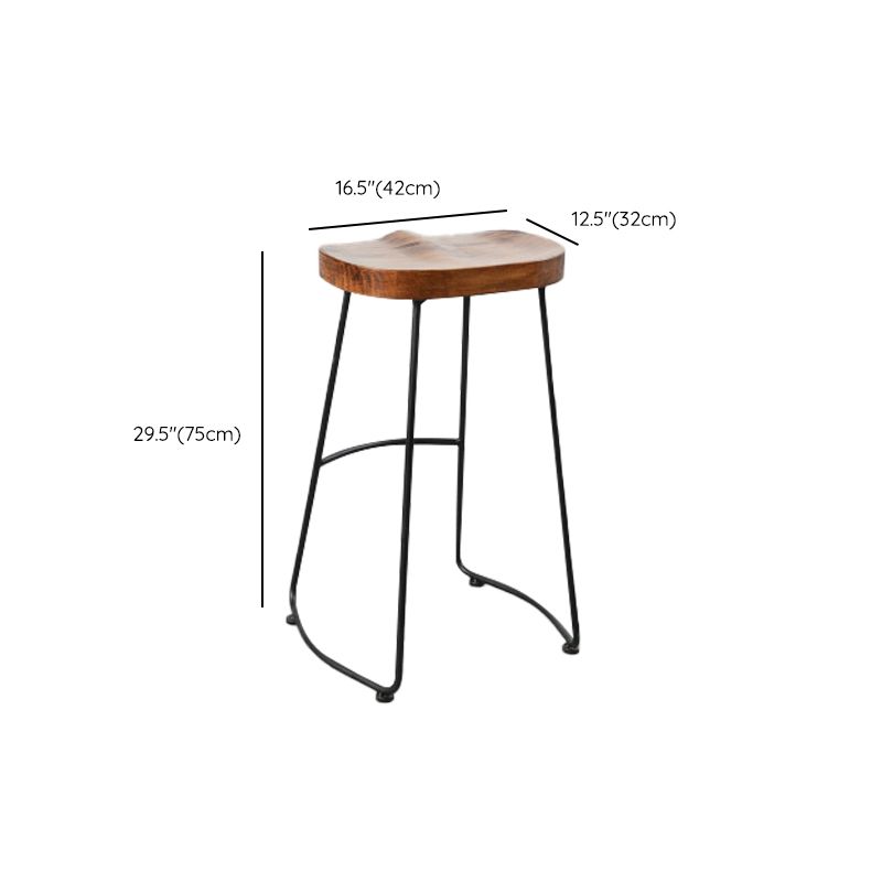 Contemporary Armless Bar Stools Solid Wood Barstool with Footrest