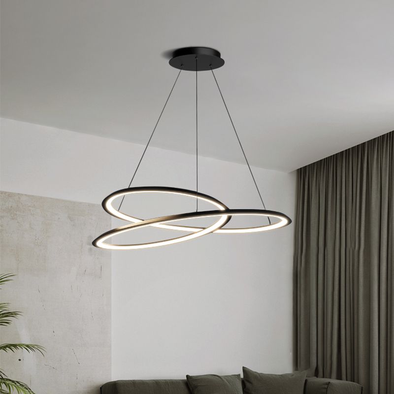 Modern Simplicity LED Chandelier Wrought Iron Linear Pendant Light with Acrylic Shade
