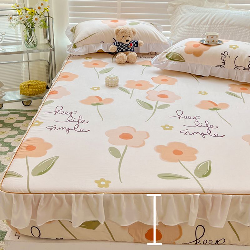 Cotton Fitted Sheet Floral Print Super Soft Bed Sheet Set for Bedroom