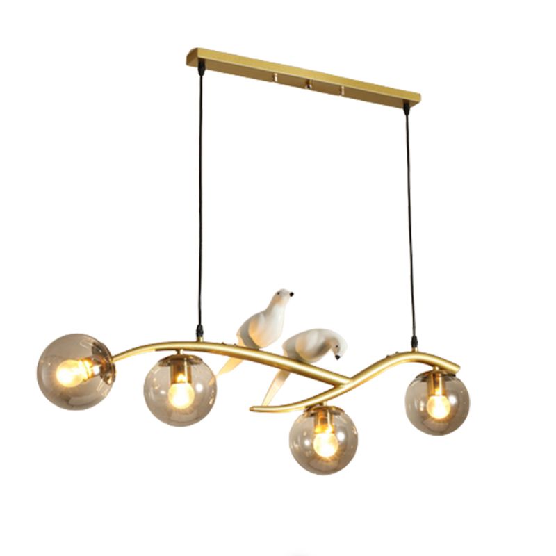 Glass Globe Shaded Ceiling Light Modern Black/Golden Kitchen Island Lighting for Foyer