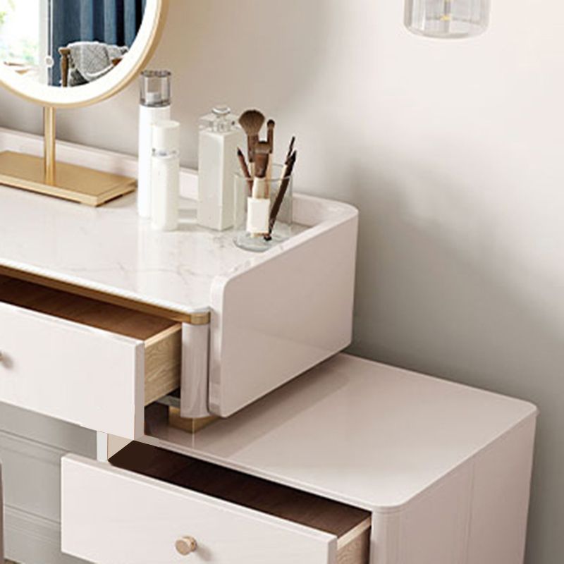 Glam Makeup Vanity Desk Slate Top Dressing Table With 3 Storage Drawers