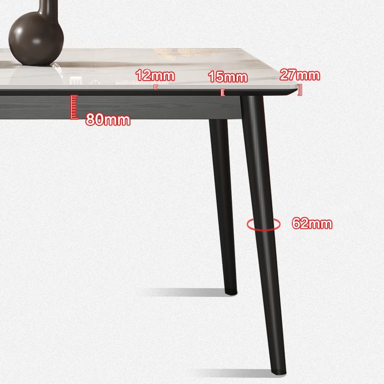Rectangle Fixed Dining Table Industrial Sintered Stone White Home Table