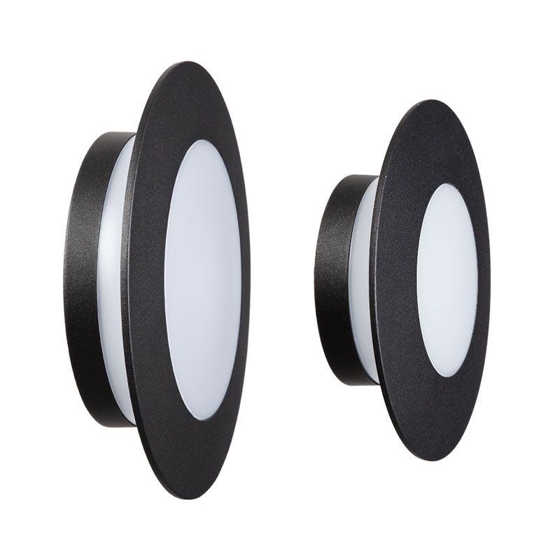 1 - Light Interior LED Wall Light Contemporary Round Black Wall Mount