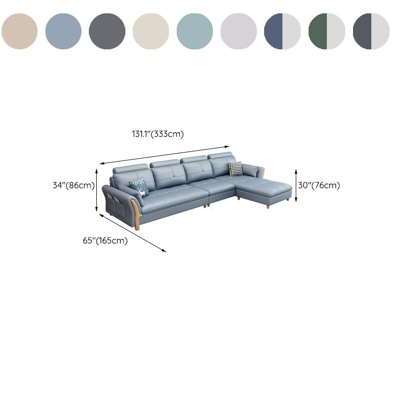 64"W Scandinavian Sectional Sofa Storage Leather Tufted Sectional