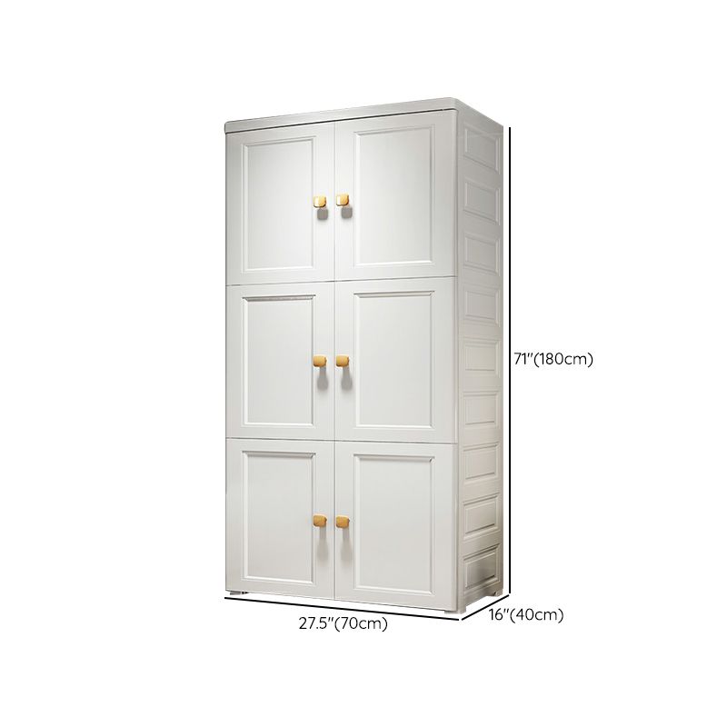 White Plastic Armoire, 2-Door Wardrobe With 2-Drawers and Clothing Rod
